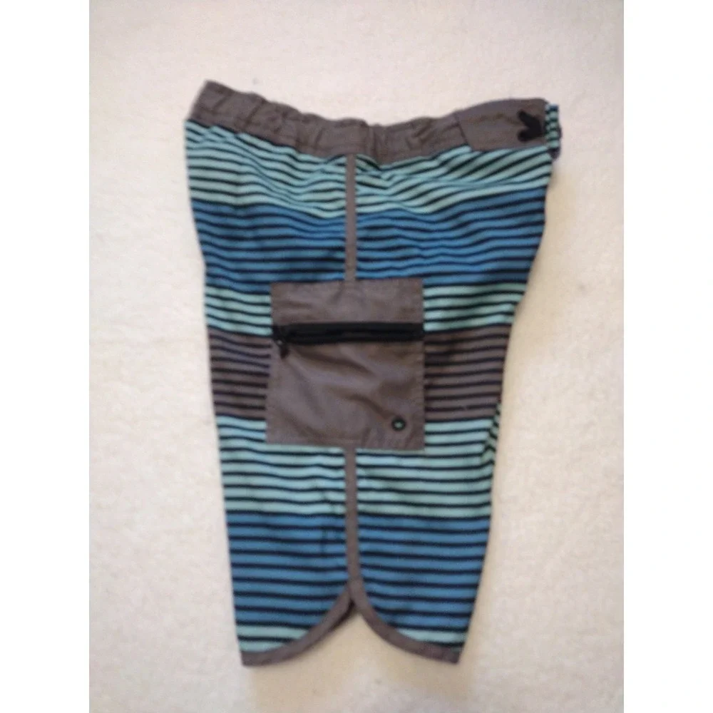 Art Class Swimsuit Youth 14 Black Blue Stripe Mesh Pockets Trunk‎ Beach Vacation